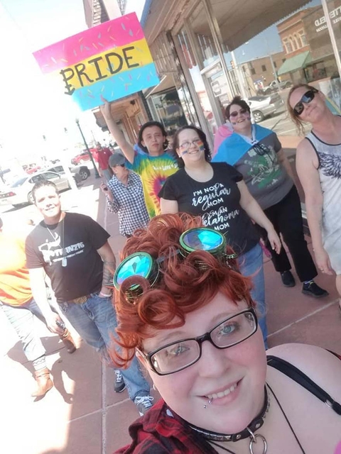 Scenes from the first LGBTQ+ Pride event in Duncan. Jacob Howerton, the event organizer, is holding the Pride sign. Photo provided. 