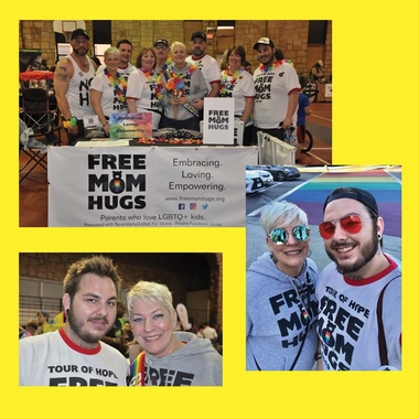 Sara & Parker Cunningham and the "Free Mom Hugs" team. 