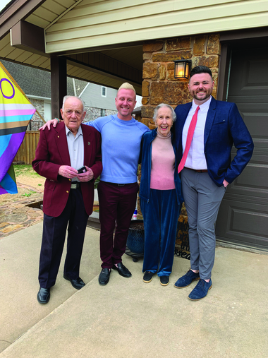 Kelly Forbes with his “Papa” and “Keke,” and his partner, Chris Culver. Photo provided.