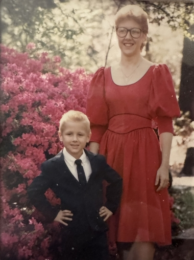 Kelly as a young boy with his mother, Kim Kaye. Photo provided.