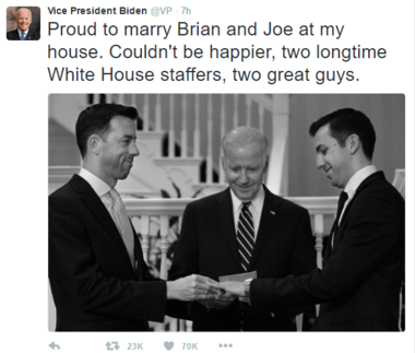 VP Joe Biden's Tweet about marrying gay couple